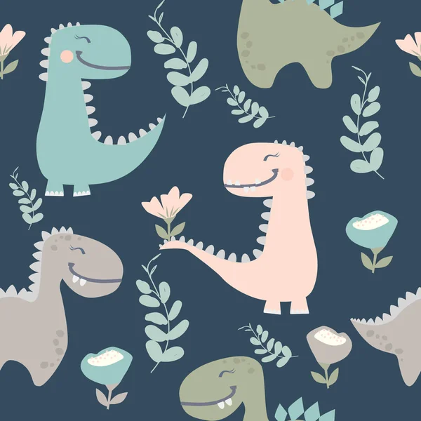 sevimli dinozor çocuk moda için çizilmiş