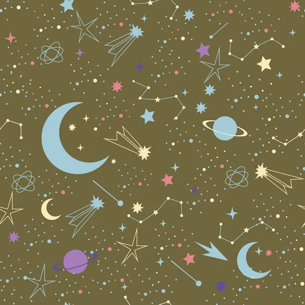 Stars Night Sky Background Space Pattern Space Galaxy Constellation Seamless — Stock Photo, Image