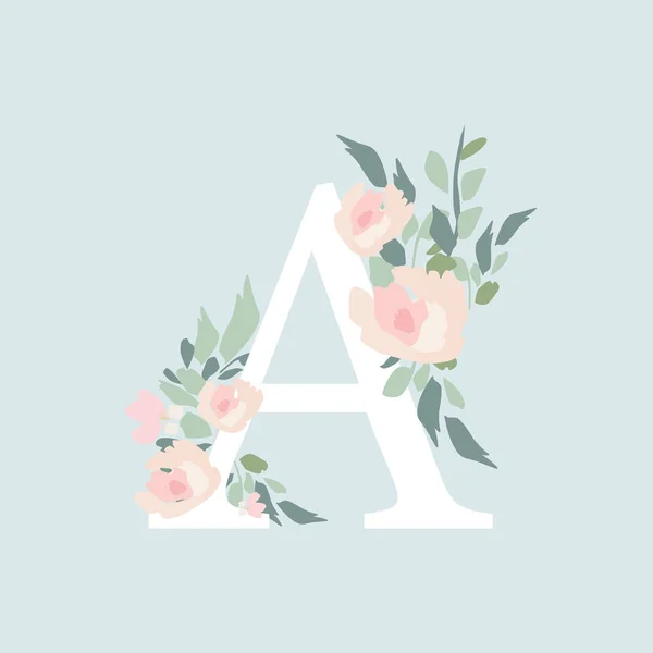 Floral Alphabet Letter Flowers Bouquet Composition Unique Collection Wedding Invites — Stock Photo, Image