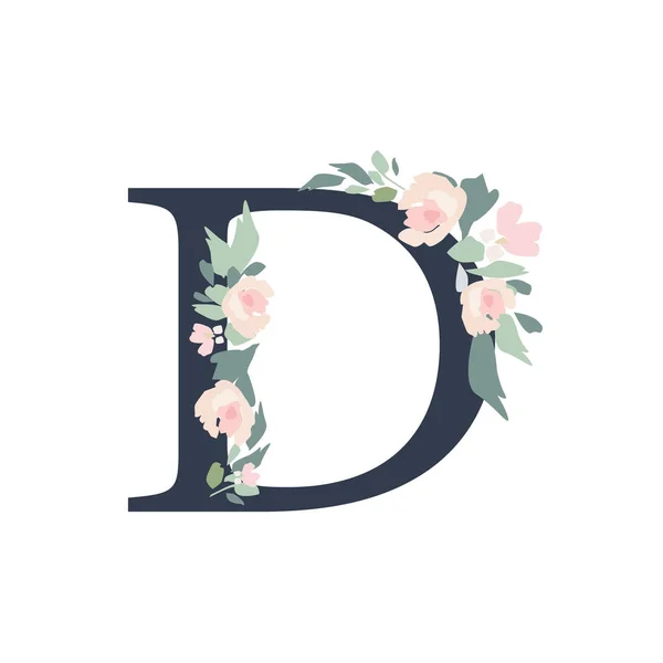 花のアルファベット 花の花束の組成物と文字D 結婚式のためのユニークなコレクションは 装飾や他の多くの概念のアイデアを招待します — ストック写真