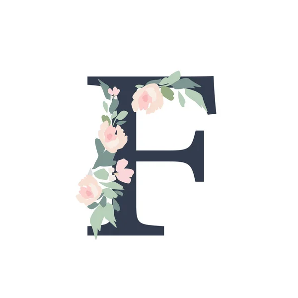 花卉字母 字母F与花束组成 婚礼邀请装饰和许多其他概念的独特集合 — 图库照片