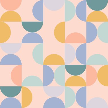 Basit şekil ve figürlerle Geometri minimalist sanat eseri posteri. İskandinav tarzı markalaşma, web afişi, iş dünyası, moda, kumaş üzerindeki baskılar için soyut desen tasarımı