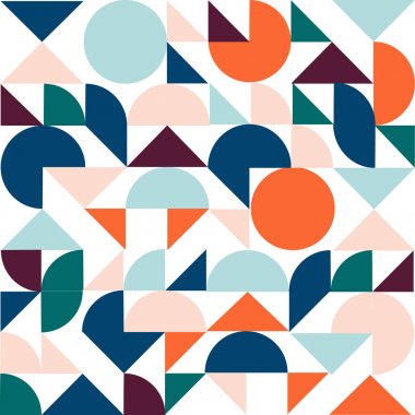 Basit şekil ve figürlerle Geometri minimalist sanat eseri posteri. İskandinav tarzı markalaşma, web afişi, iş dünyası, moda, kumaş üzerindeki baskılar için soyut desen tasarımı