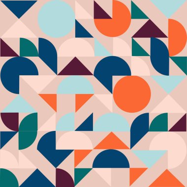 Basit şekil ve figürlerle Geometri minimalist sanat eseri posteri. İskandinav tarzı markalaşma, web afişi, iş dünyası, moda, kumaş üzerindeki baskılar için soyut desen tasarımı