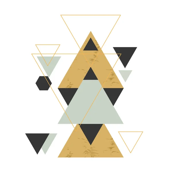 Abstract geometric composition with decorative triangles. Abstract golden geometric isometric background, can be used for template, poster, backdrop, book cover, brochure, leaflet