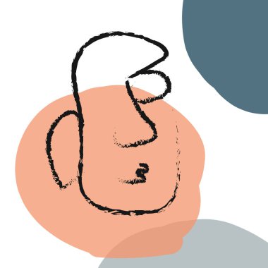 soyut yüz çizgisi çizimi. Portre minimalist tarzı. set yüzleri ve saç modeli, moda konsepti, adam çizim 