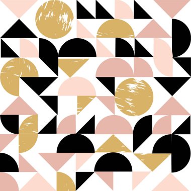 Basit şekil ve şekiller ile Geometri minimalist sanat posteri. Altın geometri deseni. Marka, web afiş, iş için İskandinav tarzı soyut desen tasarımı.