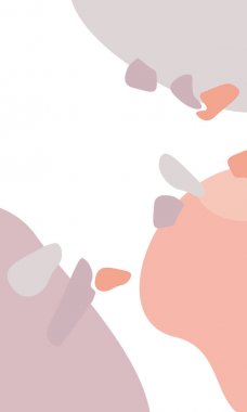 Organik şekilli modern soyut sanat tasarımı. Elle çizilmiş botanik elementlerle çağdaş kolaj tarzı tasarımı ve modaya uygun sıcak renk paletinde soyut şekiller. 