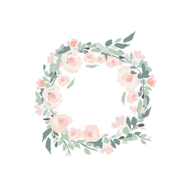 Suluboya çiçek buketi. Beyaz arka planda elle boyanmış renkli çiçek kompozisyonu. Eski tarz şakayık, güller, şakayık, böğürtlen ve yapraklar.