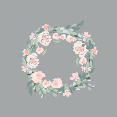 Suluboya çiçek buketi. Beyaz arka planda elle boyanmış renkli çiçek kompozisyonu. Eski tarz şakayık, güller, şakayık, böğürtlen ve yapraklar.