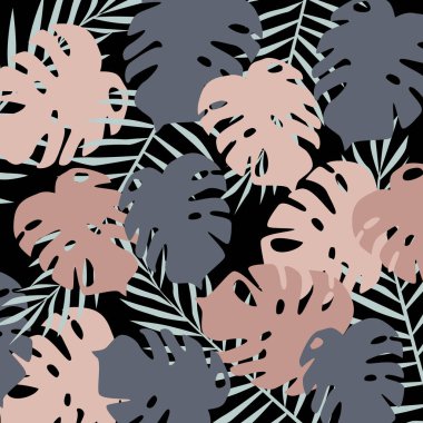 Tropikal yaprakların çizimi. Antika ambalajlama için tasarlanmış. İşlenmiş biçim. 