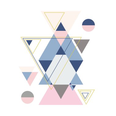 Dekoratif üçgenler ile soyut geometrik kompozisyon. Soyut renkli geometrik izometrik arka plan, duvar kağıdı, şablon, poster, fon, kitap kapağı, broşür, broşür için kullanılabilir,