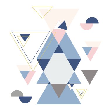 Dekoratif üçgenler ile soyut geometrik kompozisyon. Soyut renkli geometrik izometrik arka plan, duvar kağıdı, şablon, poster, fon, kitap kapağı, broşür, broşür için kullanılabilir,