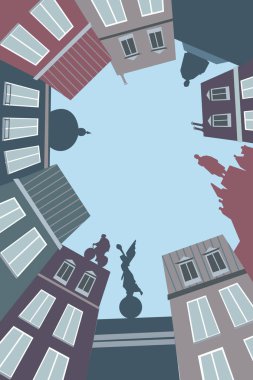 illüstrasyon - rahat şehir. evler - illüstrasyon