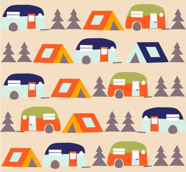  aktif gençlerin stilize illüstrasyon. Ormanda çadırlarla kampanya. Yaz sezonu arka plan insanlar illüstrasyon düz tasarım