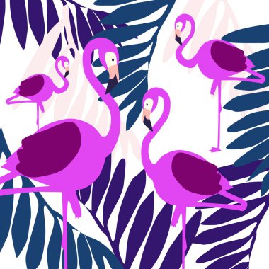 Flamingo ile güzel çiçek yaz desen arka plan. Duvar kağıtları, web sayfası arka planlar, yüzey dokuları, tekstil için mükemmel.