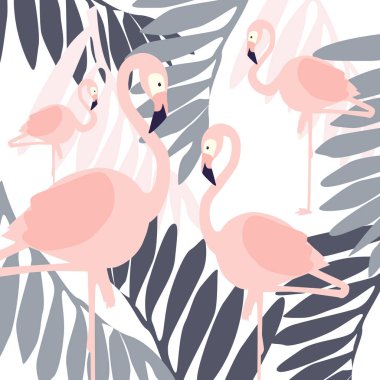 Flamingo ile güzel çiçek yaz desen arka plan. Duvar kağıtları, web sayfası arka planlar, yüzey dokuları, tekstil için mükemmel.