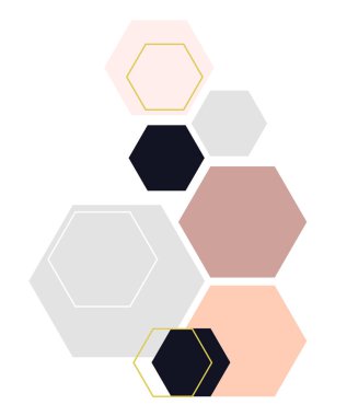 Dekoratif altıgenli soyut geometrik kompozisyon. Soyut renkli geometrik arkaplan, duvar kağıdı, şablon, poster, arkaplan, kitap kapağı, broşür, broşür