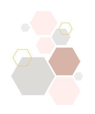 Dekoratif altıgenli soyut geometrik kompozisyon. Soyut renkli geometrik arkaplan, duvar kağıdı, şablon, poster, arkaplan, kitap kapağı, broşür, broşür