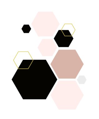 Dekoratif altıgenli soyut geometrik kompozisyon. Soyut renkli geometrik arkaplan, duvar kağıdı, şablon, poster, arkaplan, kitap kapağı, broşür, broşür