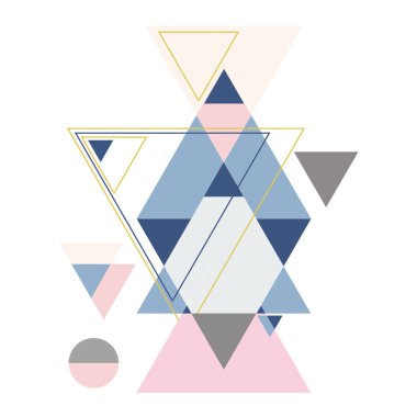Dekoratif üçgenlere sahip soyut geometrik bileşim. Soyut renkli geometrik arkaplan, duvar kağıdı, şablon, poster, arkaplan, kitap kapağı, broşür,, 