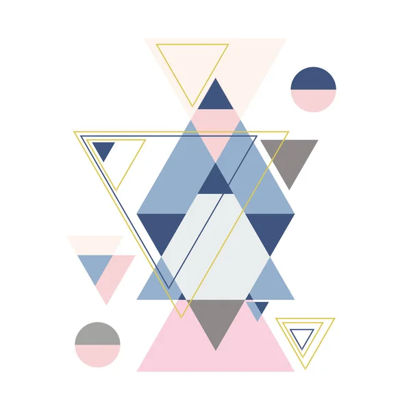 Dekoratif üçgenler ile soyut geometrik kompozisyon. Soyut renkli geometrik izometrik arka plan, duvar kağıdı, şablon, poster, fon, kitap kapağı, broşür, broşür için kullanılabilir,