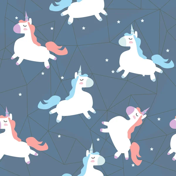 pattern with cute unicorns, . Magic background with little unicorns. Cute hand drawn unicorn pattern.