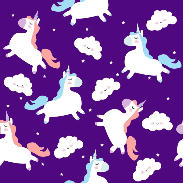 Patrón Con Lindos Unicornios Nubes Estrellas Fondo Mágico Con Pequeños — Foto de Stock
