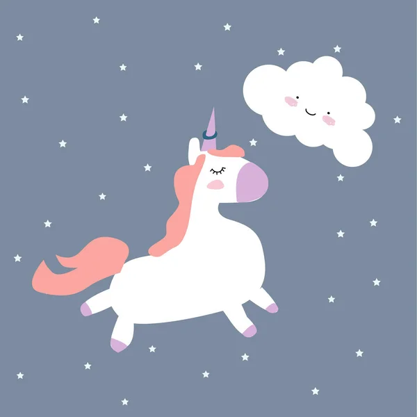 Magic Background Little Unicorns Cute Hand Drawn Unicorn Illustration — Stock Photo, Image