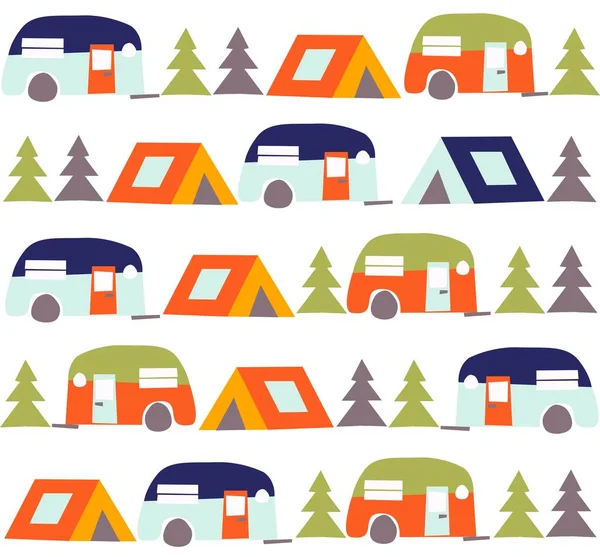  aktif gençlerin stilize illüstrasyon. Ormanda çadırlarla kampanya. Yaz sezonu arka plan insanlar illüstrasyon düz tasarım