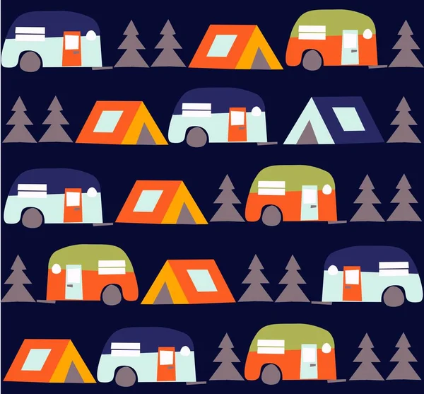  aktif gençlerin stilize illüstrasyon. Ormanda çadırlarla kampanya. Yaz sezonu arka plan insanlar illüstrasyon düz tasarım