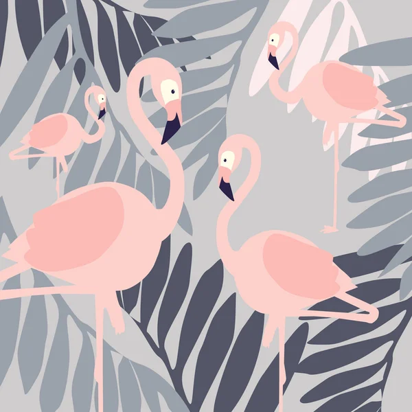 Beautiful  floral summer pattern background with flamingo. Perfect for wallpapers, web page backgrounds, surface textures, textile.