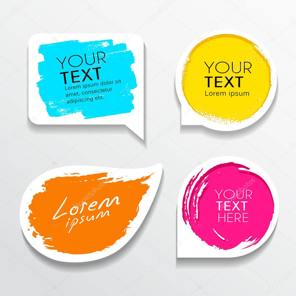 Tag label brush stroke colorful shapes collections background, vector illustration