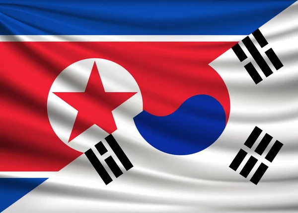 Bandiera Della Corea Del Nord Corea Del Sud Amicizia Rapporto — Vettoriale Stock