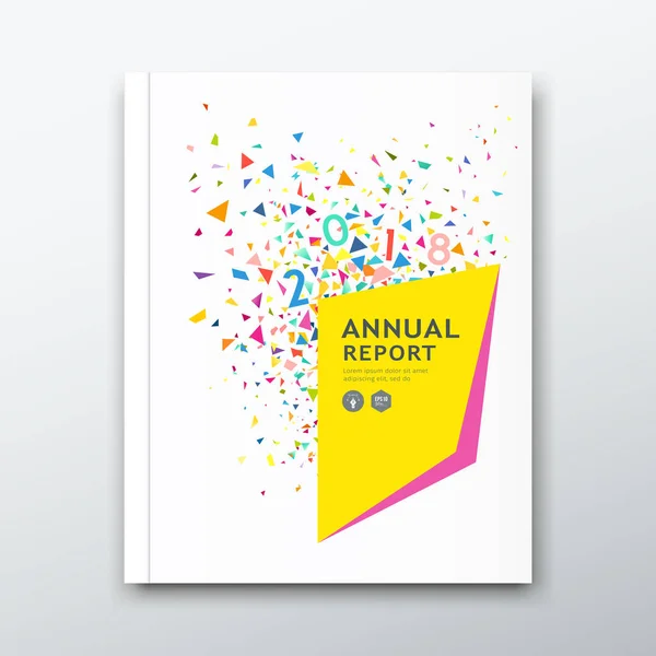Einband Jahresbericht Buntes Papierdesign Auf Weißem Buchhintergrund Vektorillustration — Stockvektor
