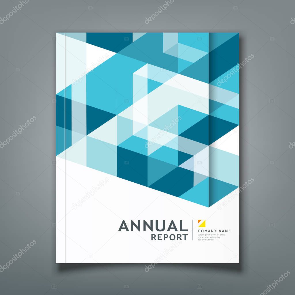 Cover report triangle and square geometry abstract on blue background, vector illustration