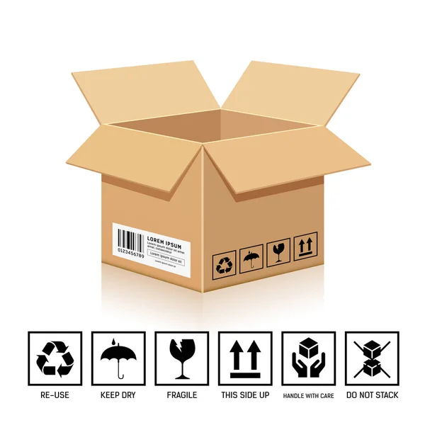 Emballage Boîte Couleur Marron Avec Symbole Isolé Sur Fond Blanc — Image vectorielle