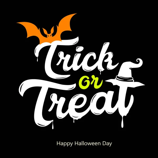 Vector Trick Treat White Message Design Happy Halloween Day Black — Stock Vector