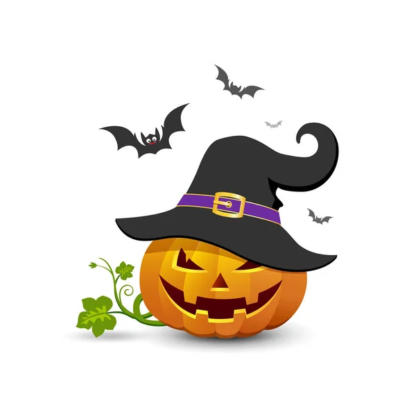 Citrouille Porter Des Chapeaux Noirs Chauve Souris Joyeux Halloween Concept — Image vectorielle