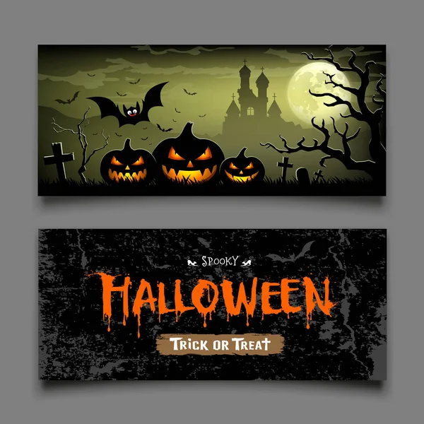 Banners Halloween Colecciones Horizontales Ilustraciones Vectoriales — Archivo Imágenes Vectoriales