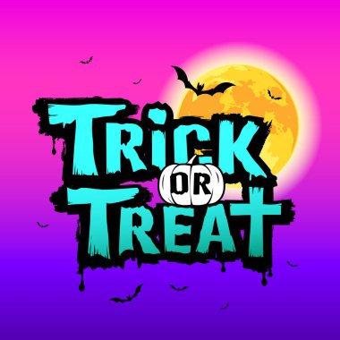 Halloween Trick or ay ve mor arka plan, vektör çizim iletide tedavi