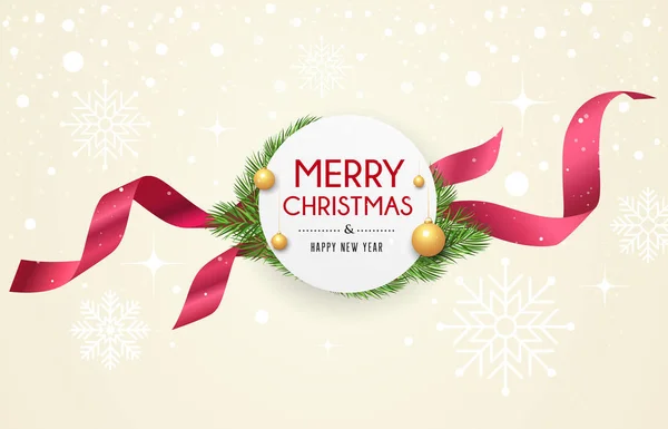 Merry Christmas Lint Label Banners Ontwerp Sneeuw Ster Achtergrond Vectorillustratie — Stockvector