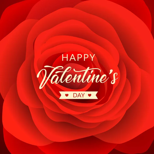 Happy Valentine Day Message Red Rose Background Design Vector Illustration — стоковый вектор