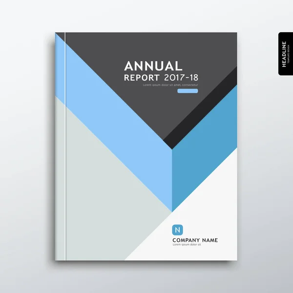 Capa Relatório Anual Azul Cinza Triângulo Projeto Fundo Ilustração Vetorial —  Vetores de Stock