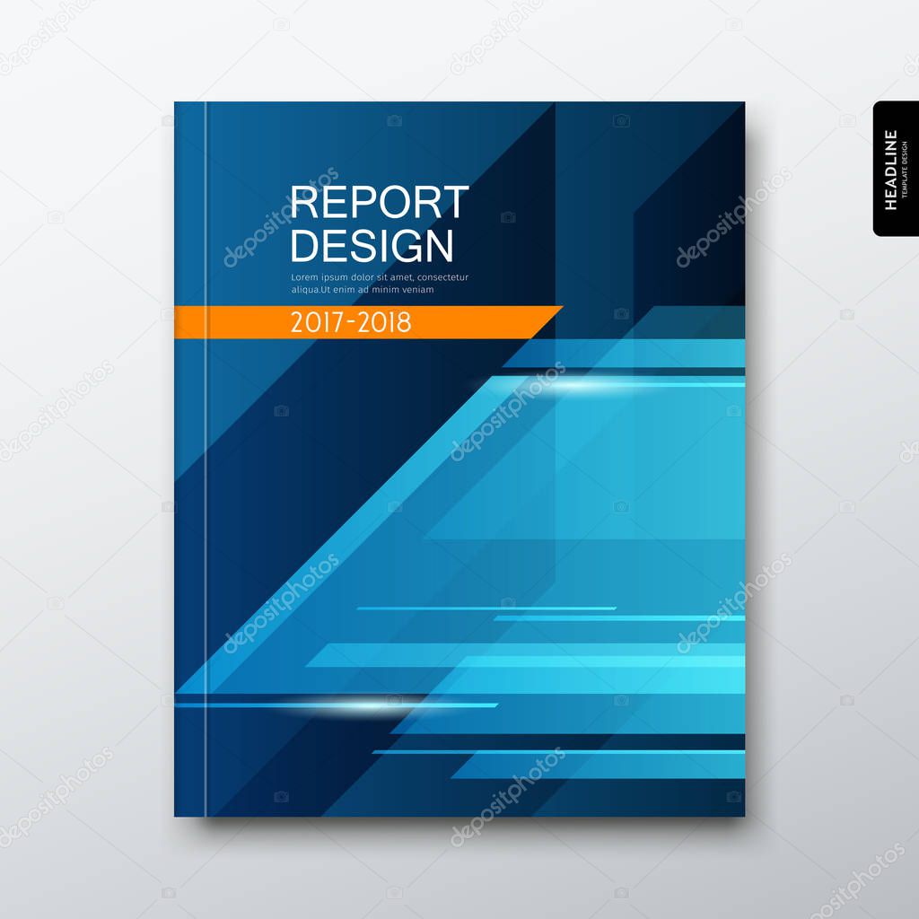 Cover annual report triangle geometry abstract on blue background, vector illustration