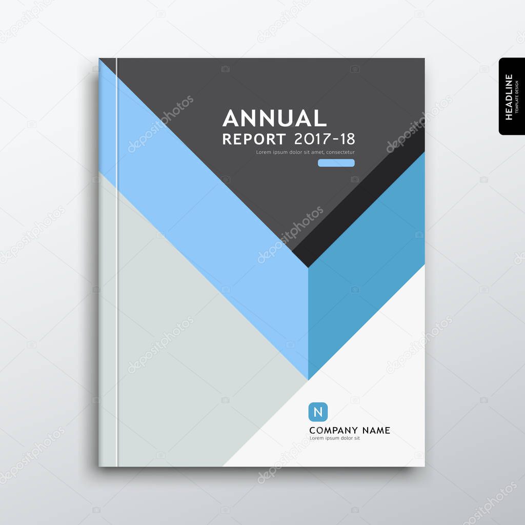 Cover annual report blue and gray triangle design background, vector illustration