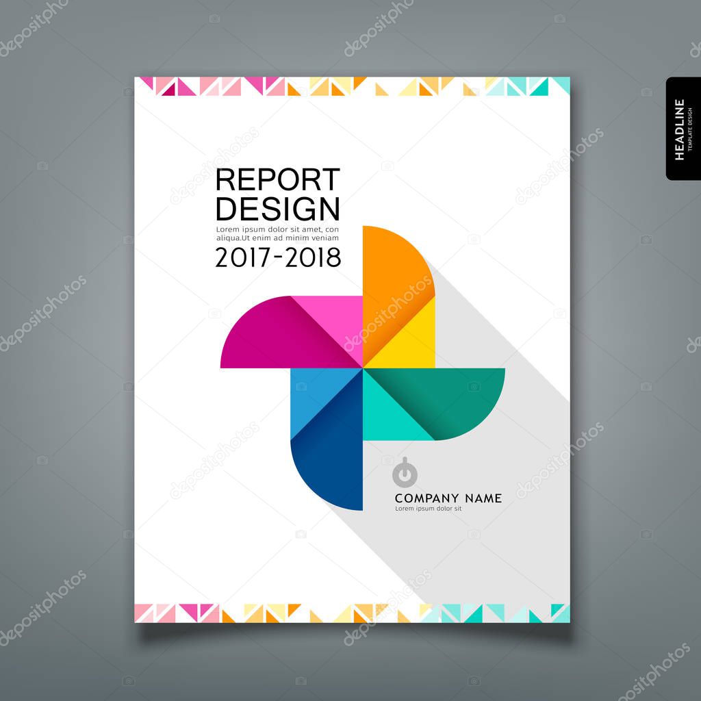 Annual Report colorful paper turbine design template background, vector illustration