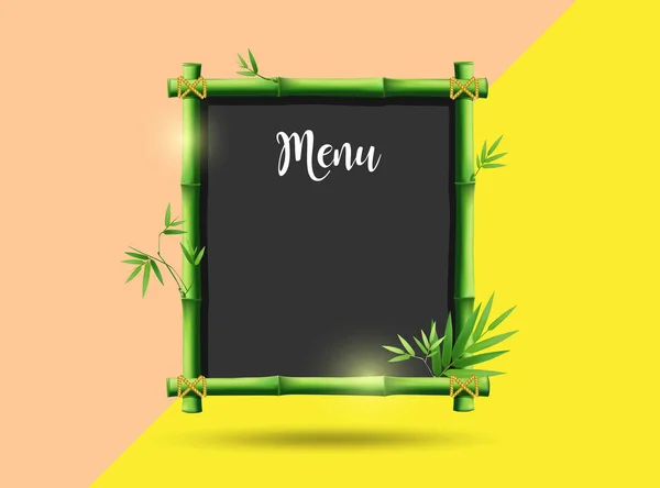 Vector Groen Bamboe Frame Menu Ontwerp Kleurrijke Achtergrond Illustratie — Stockvector