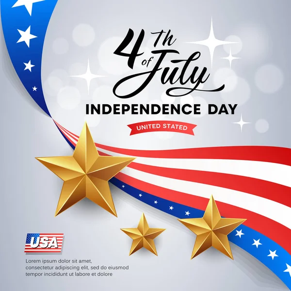 Amerika Vektör Bağımsızlık Günü Bayrağı Altın Yıldız Tasarım Arka Plan — Stok Vektör