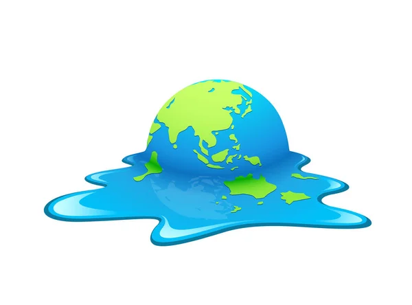 Melting Earth Vector. Concept global warming, green and blue world ,illustration.